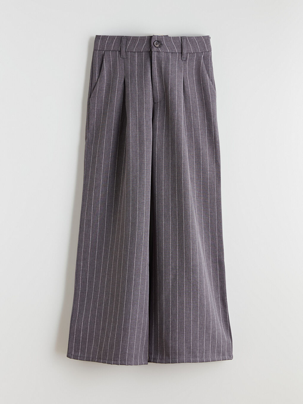 Gri Wideleg Pileli Kız Çocuk Pantolon