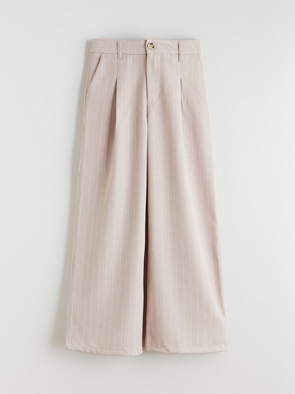 Bej Wideleg Pileli Kız Çocuk Pantolon