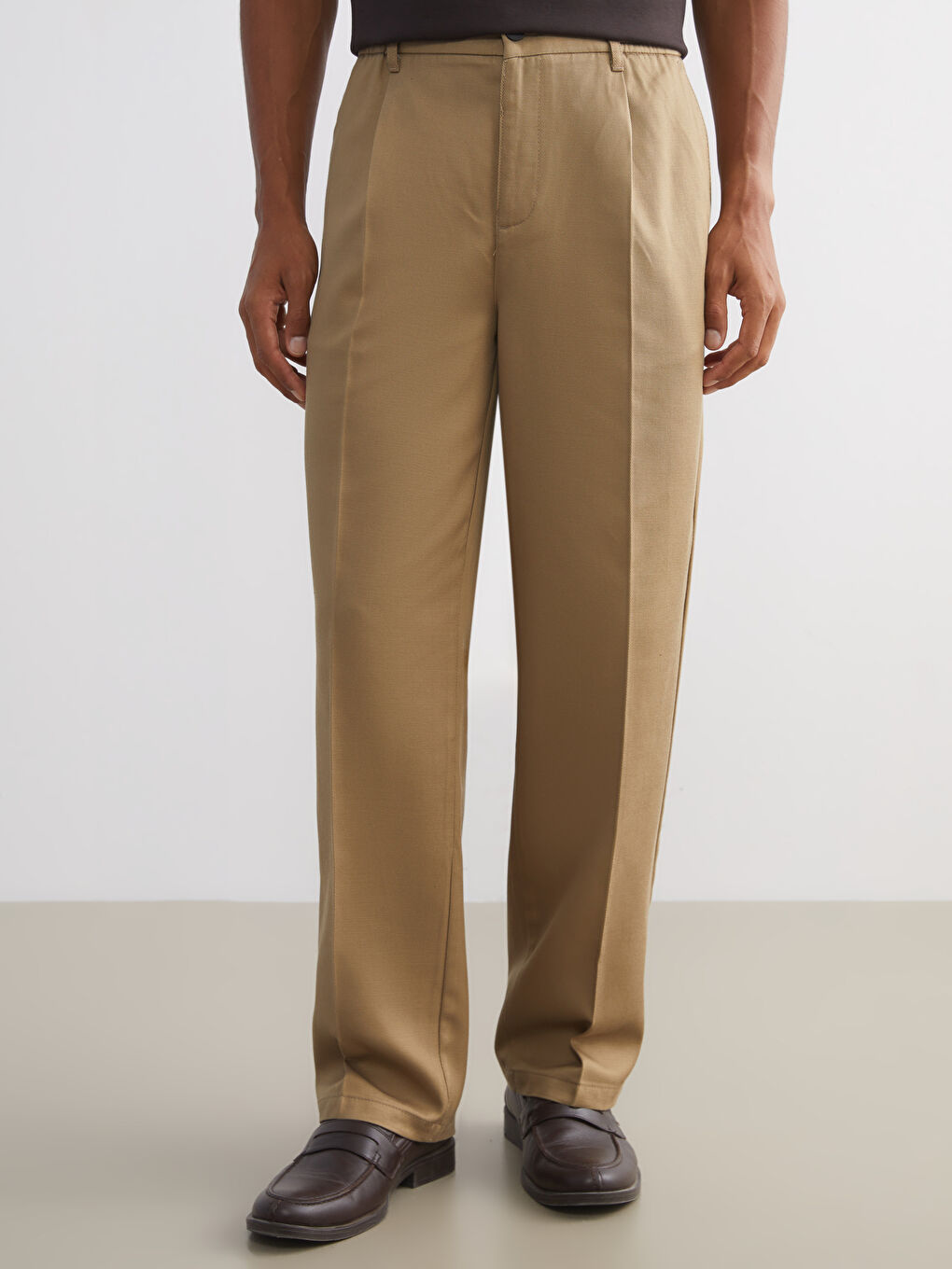 Bej Rahat Kalıp Erkek Pantolon-1