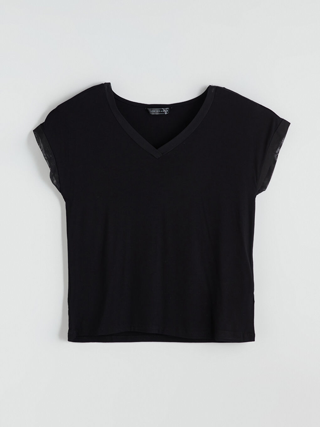 Siyah V Yaka Kadın Pijama Takımı-3