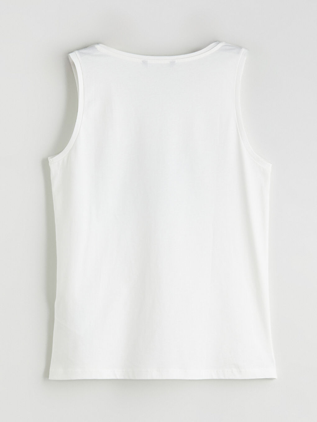 Ekru Bisiklet Yaka Baskılı Erkek Kolsuz Tişört-5