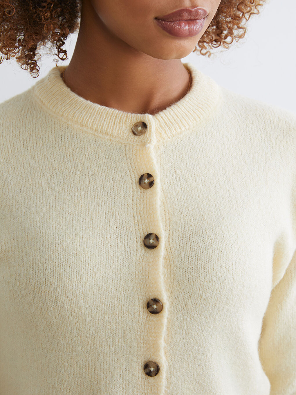 Sarı Bisiklet Yaka Kadın Triko Hırka-2