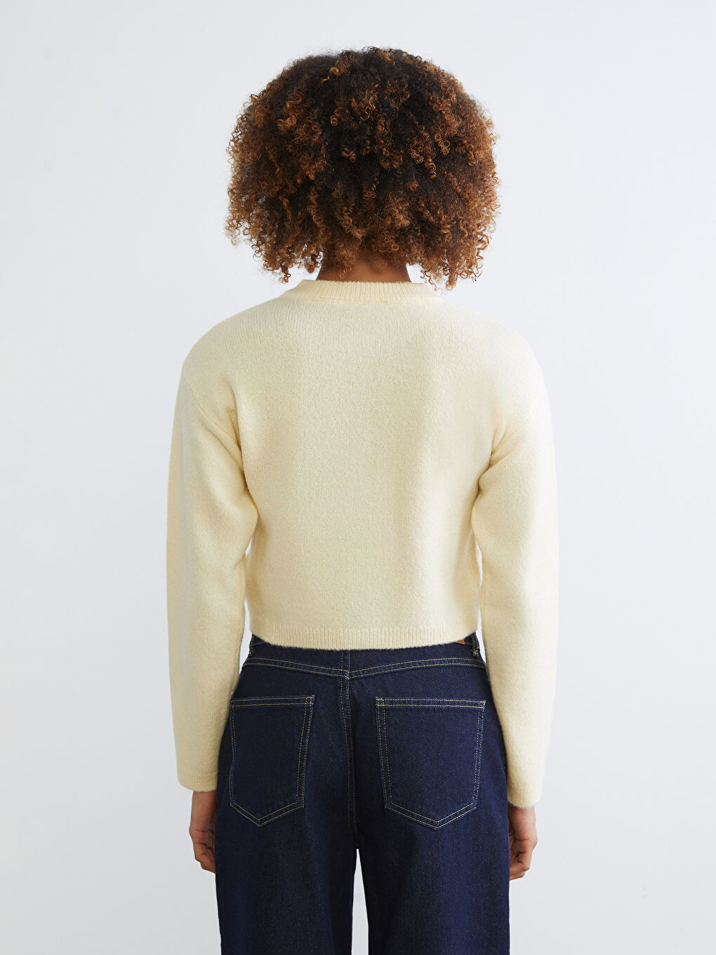 Sarı Bisiklet Yaka Kadın Triko Hırka-3