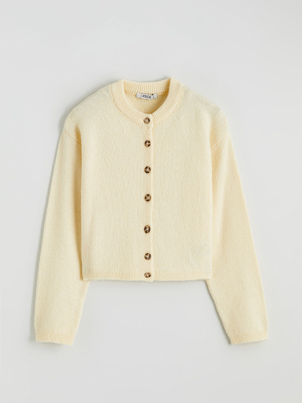 Sarı Bisiklet Yaka Kadın Triko Hırka-4