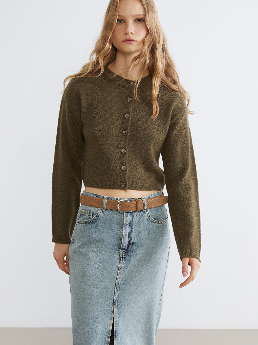 Crew Neck Women's Knitwear Cardigan