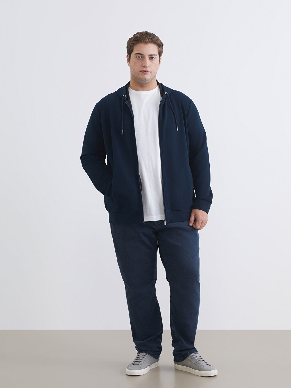 رجال سويت شيرت بسحاب بقبّ ذو طابع عادي-2