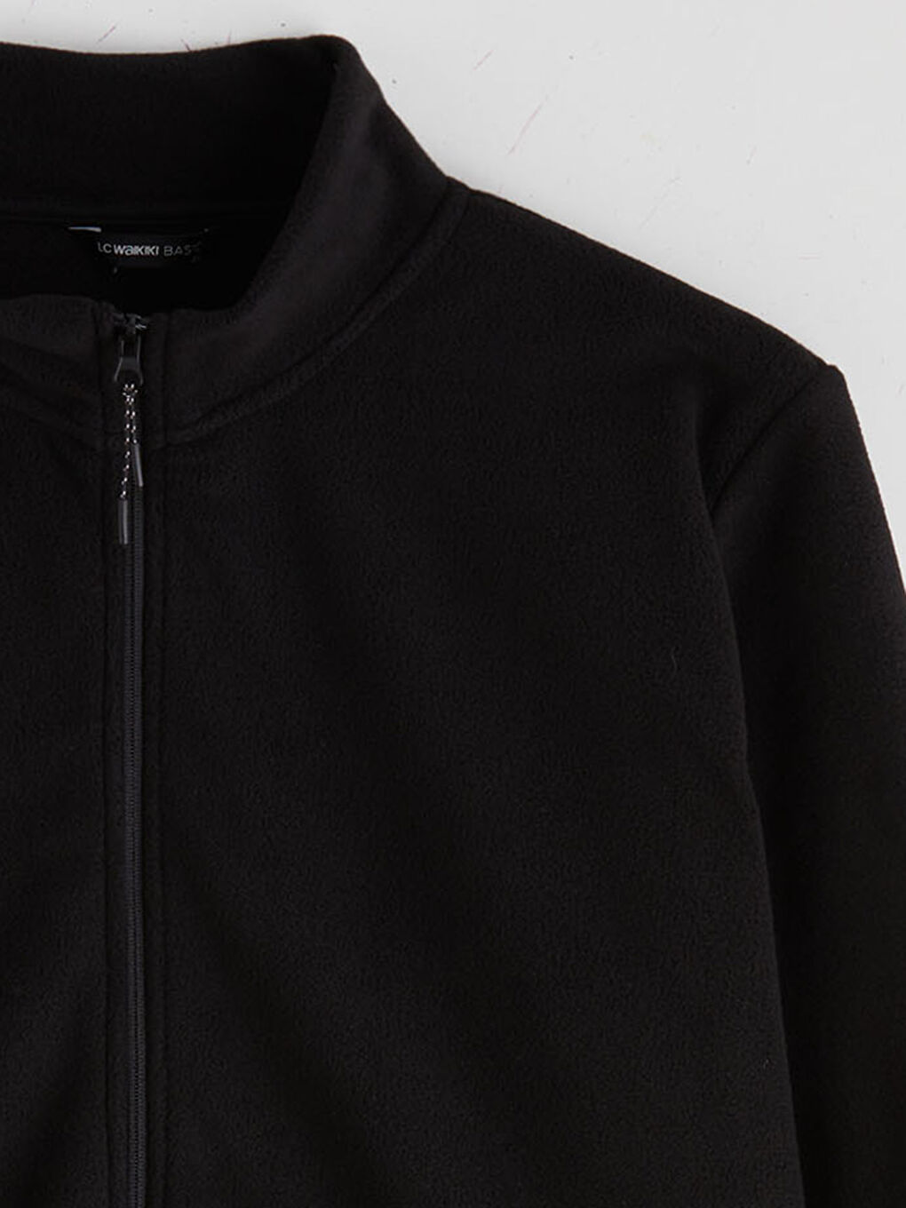 Siyah Standart Kalıp Dik Yaka Polar Erkek Fermuarlı Sweatshirt-9