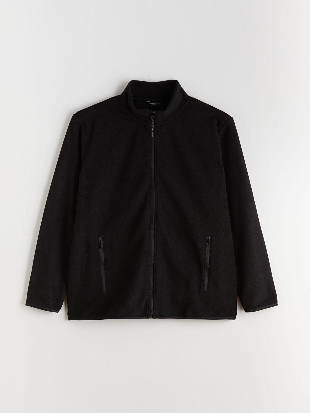 Siyah Standart Kalıp Dik Yaka Polar Erkek Fermuarlı Sweatshirt-8