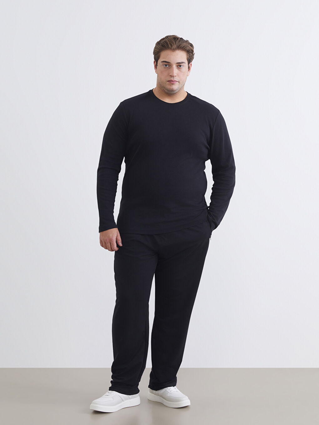 Siyah Büyük Beden Standart Kalıp Erkek Eşofman Altı