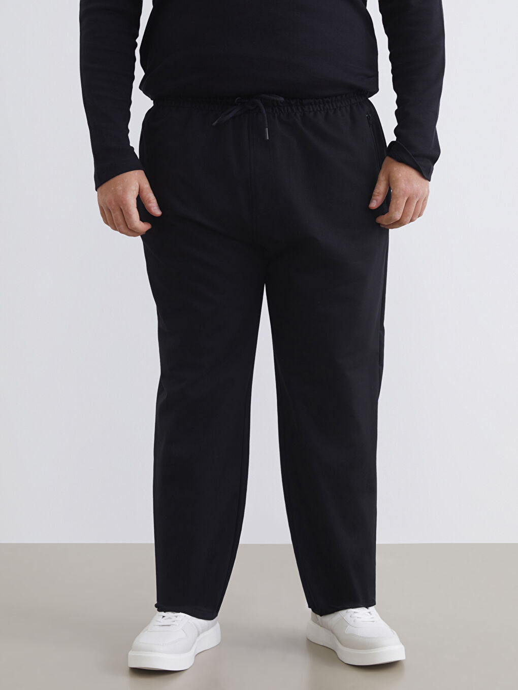 Siyah Büyük Beden Standart Kalıp Erkek Eşofman Altı-1