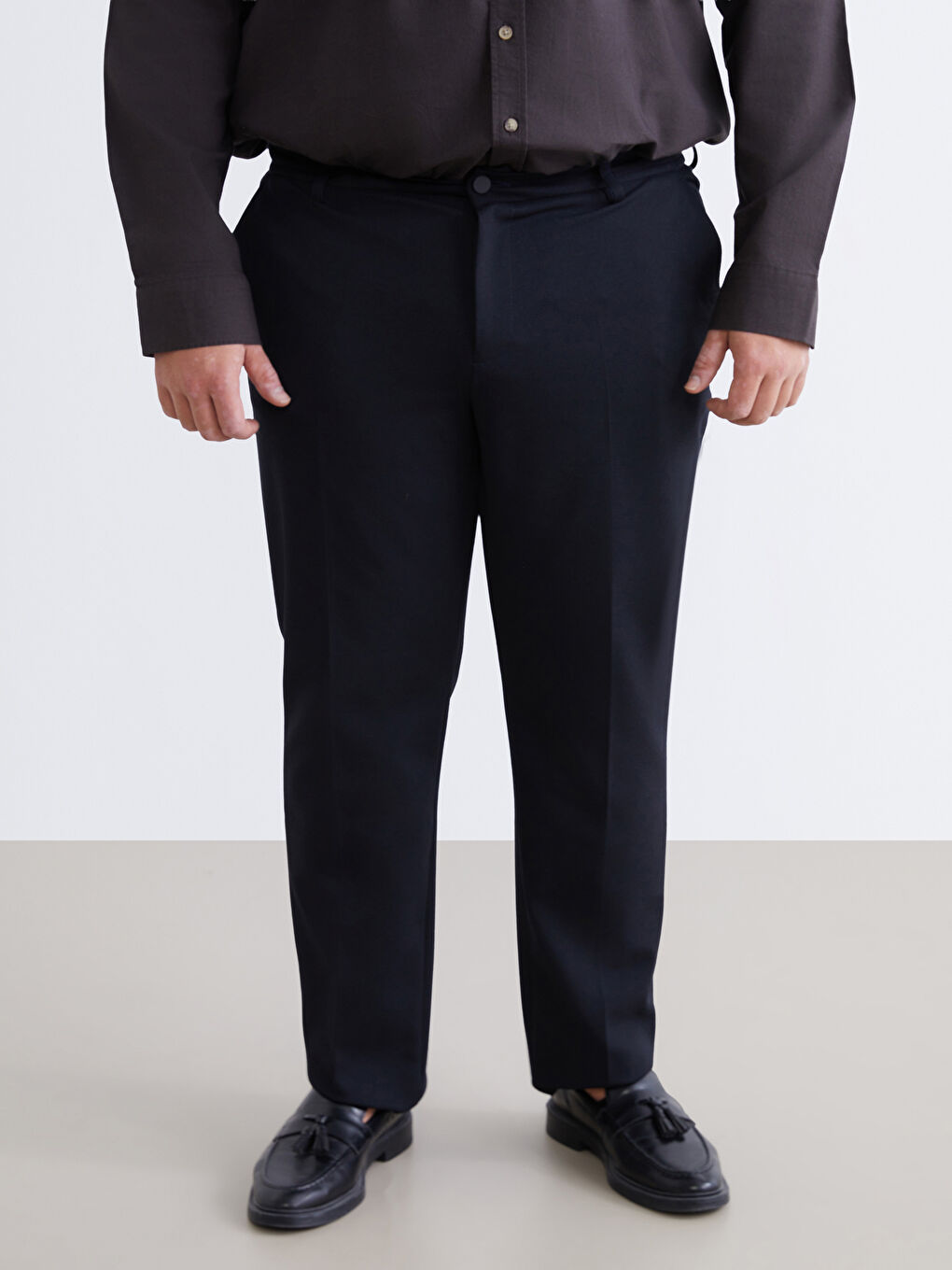 Lacivert Büyük Beden Standart Kalıp Erkek Pantolon-1