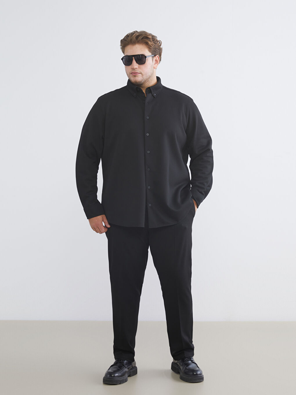 Siyah Büyük Beden Standart Kalıp Erkek Pantolon