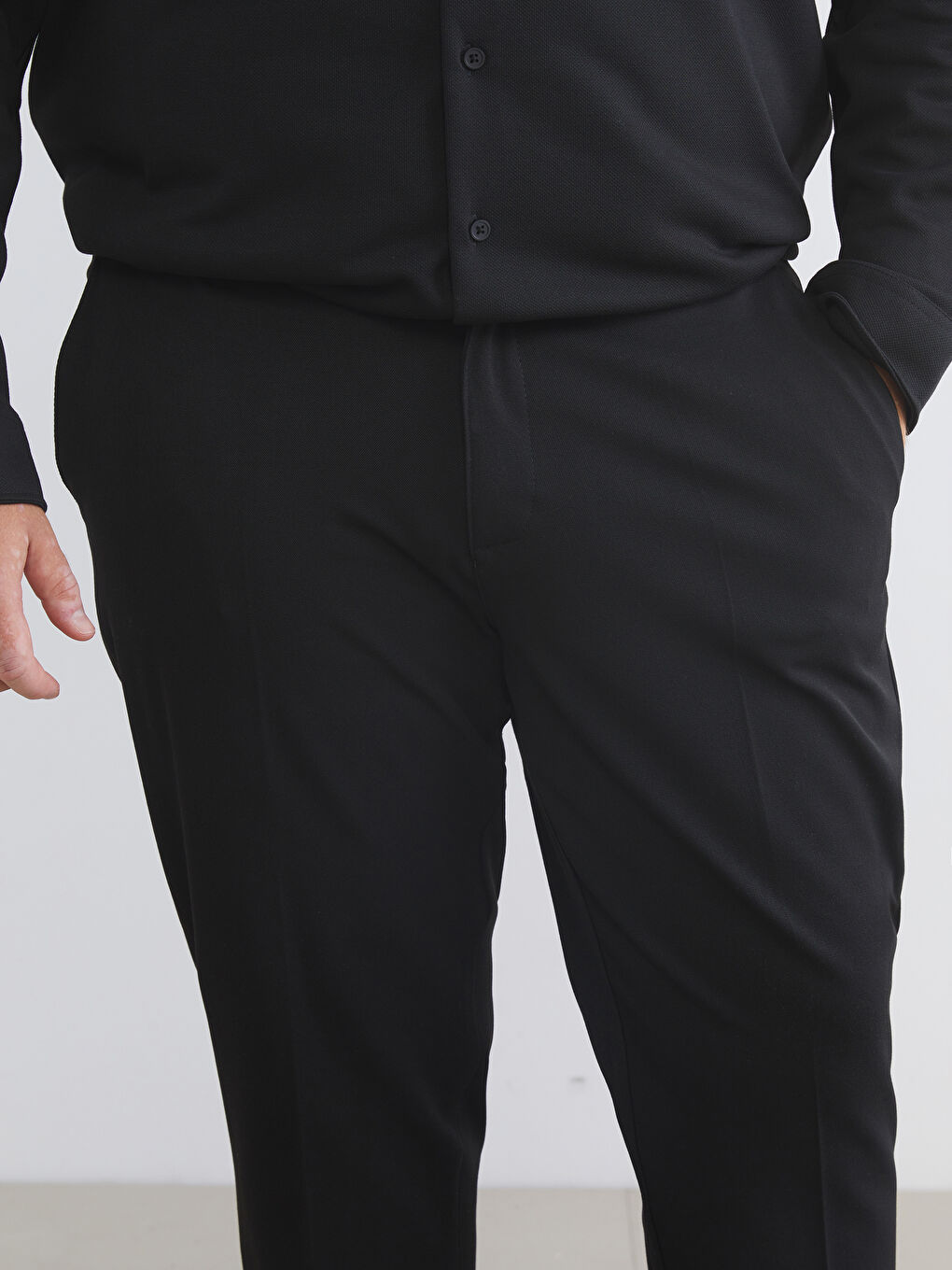 Siyah Büyük Beden Standart Kalıp Erkek Pantolon-2