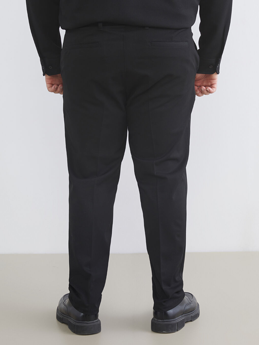 Siyah Büyük Beden Standart Kalıp Erkek Pantolon-3