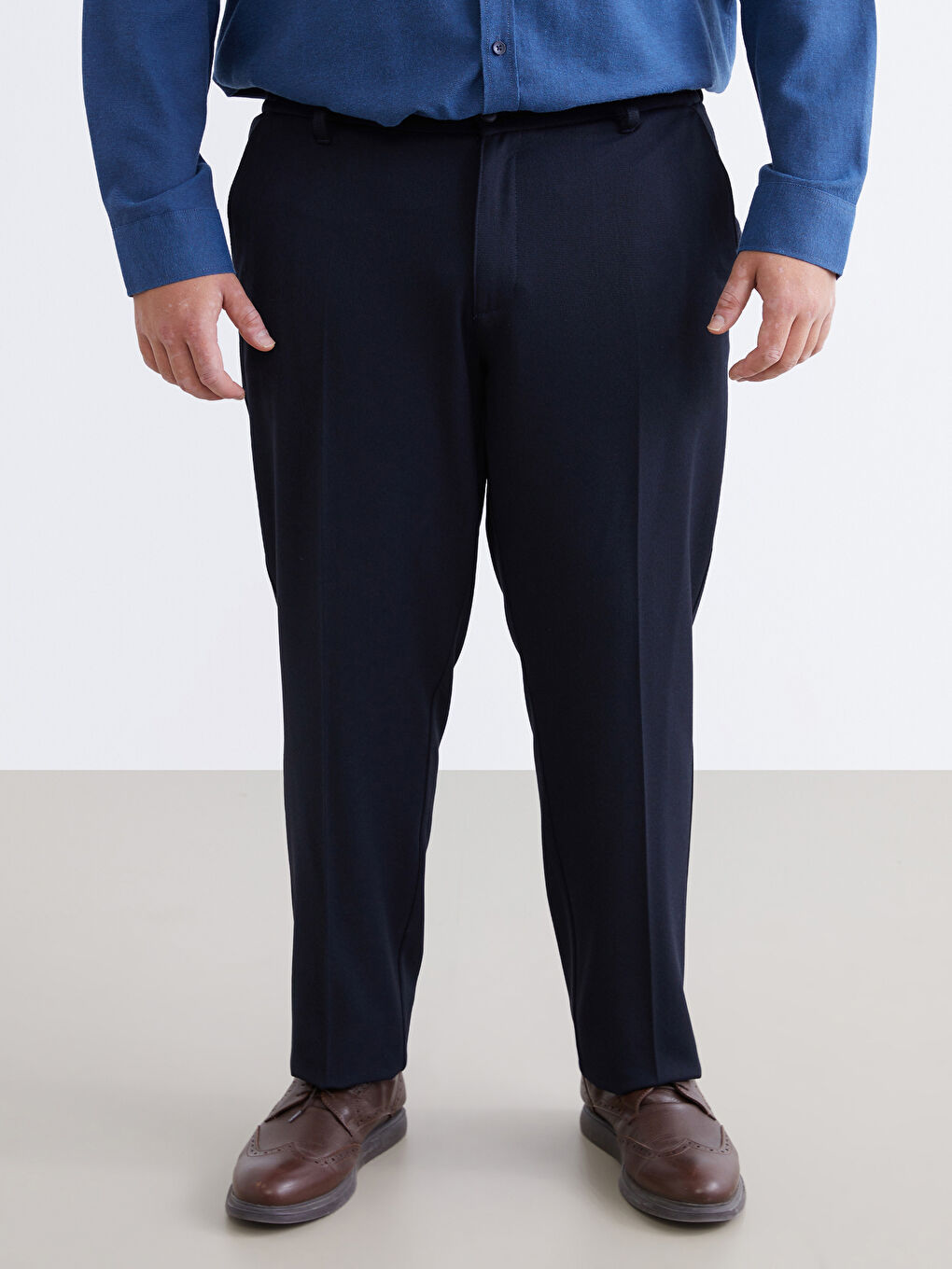 Lacivert Büyük Beden Standart Kalıp Erkek Pantolon-1
