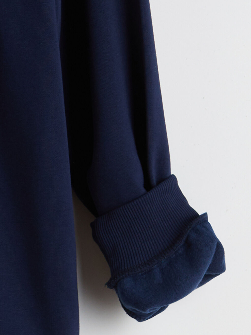 Lacivert Dik Yaka Baskılı Oversize Kadın Kalın Sweatshirt-6