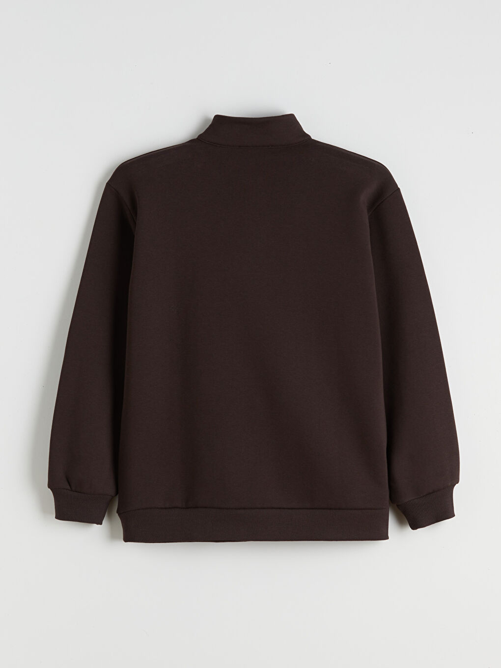 Kahverengi New Jersey Baskılı Oversize Kadın Kalın Sweatshirt-5