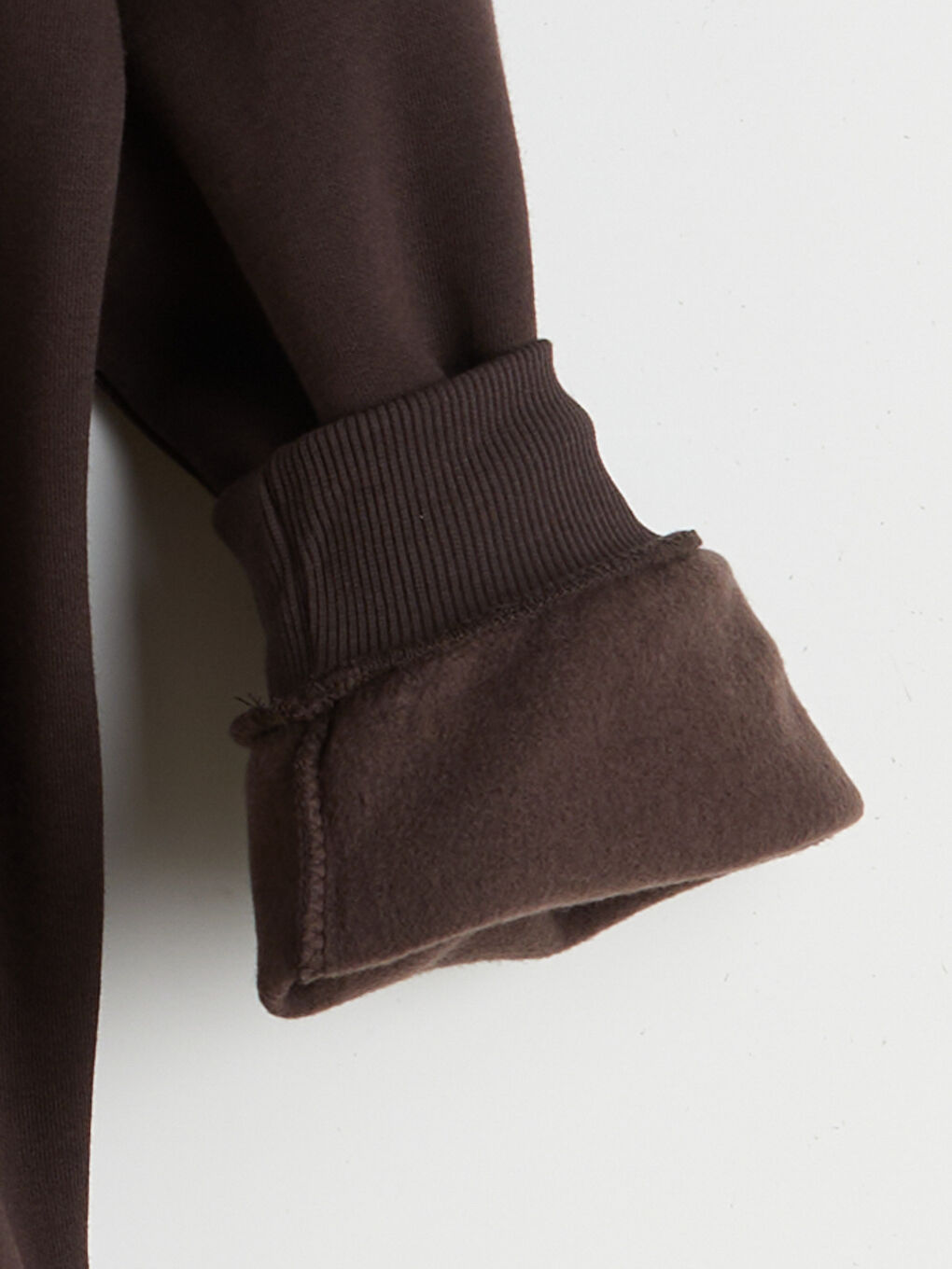 Kahverengi New Jersey Baskılı Oversize Kadın Kalın Sweatshirt-6