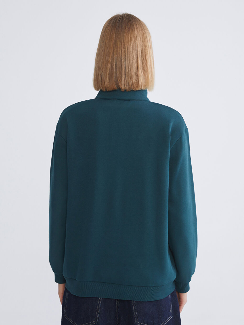 Yeşil New York Baskılı Oversize Kadın Kalın Sweatshirt-3