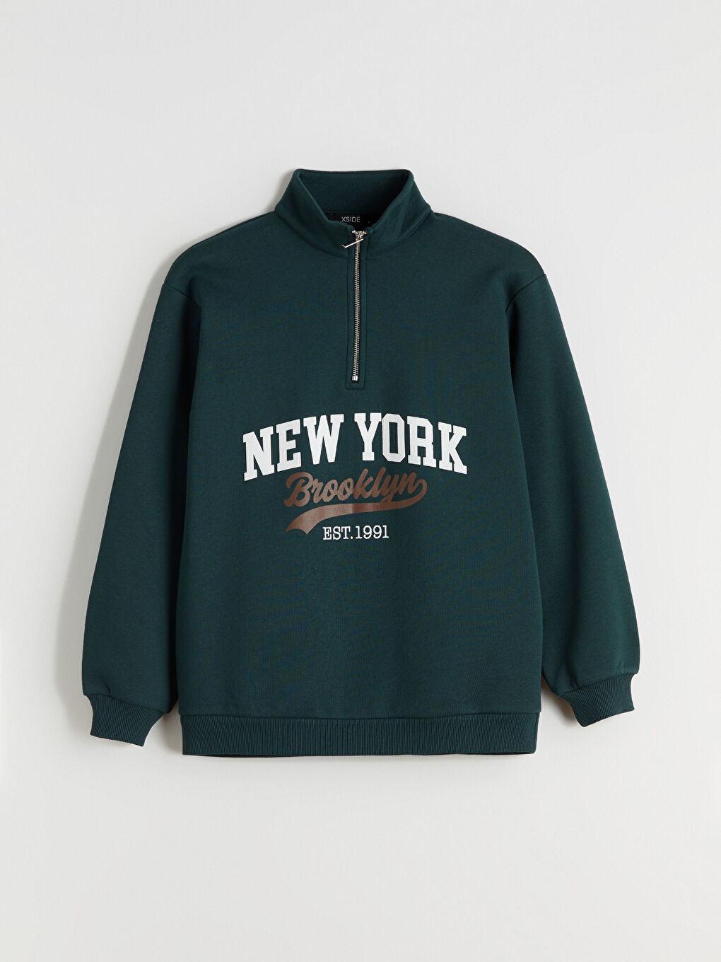 Yeşil New York Baskılı Oversize Kadın Kalın Sweatshirt-4