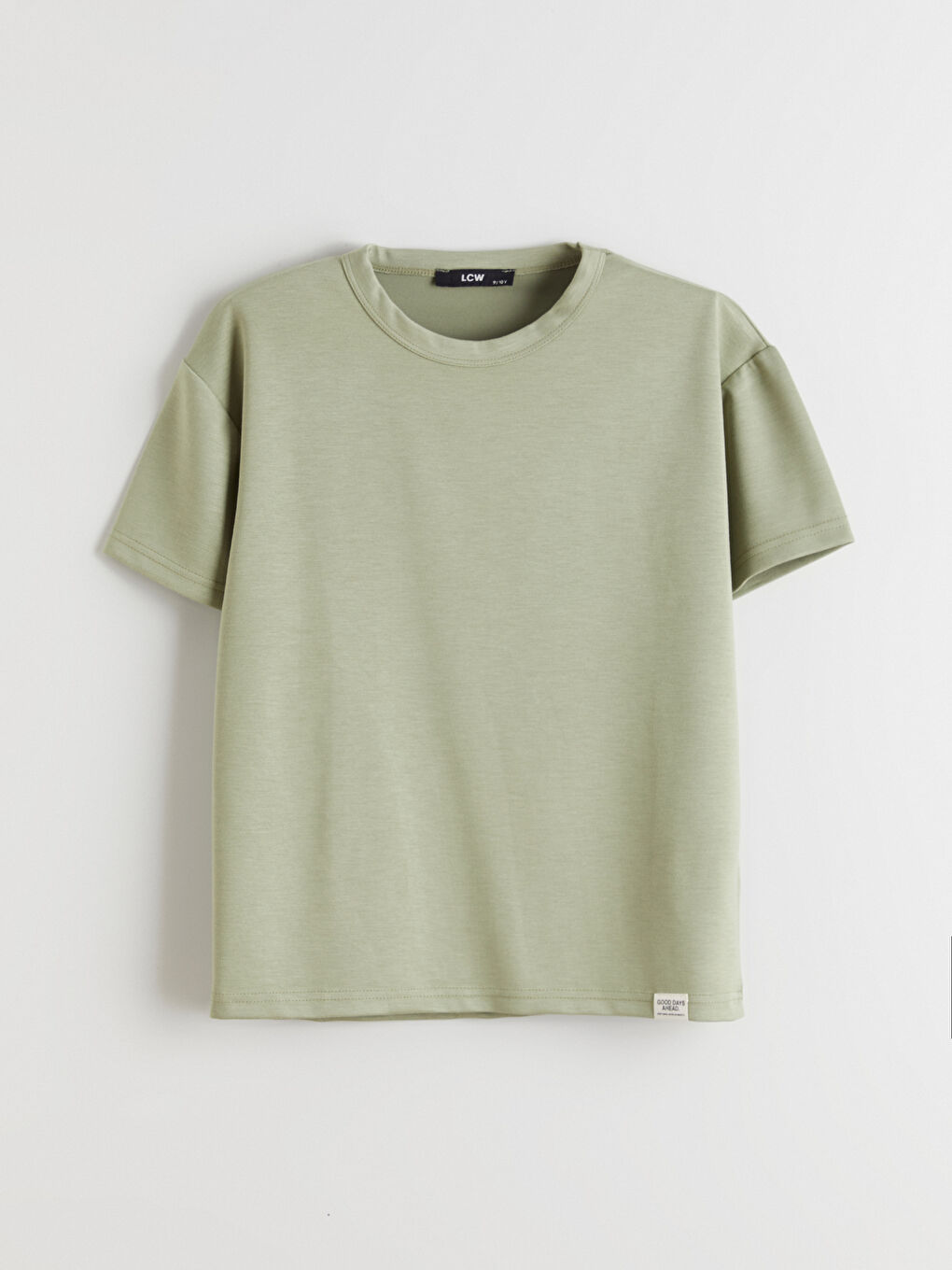 Haki Bisiklet Yaka Erkek Çocuk Tişört-2