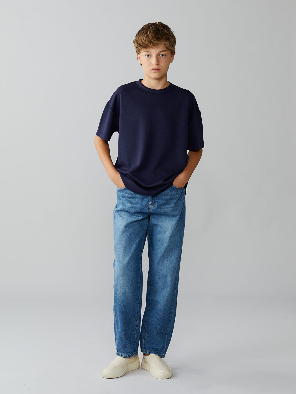 İndigo Bisiklet Yaka Erkek Çocuk Tişört-1
