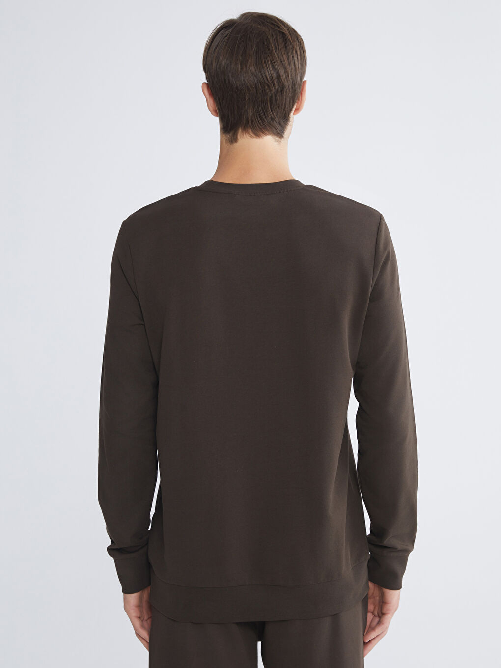 Kahverengi Bisiklet Yaka Baskılı Erkek Sweatshirt-3