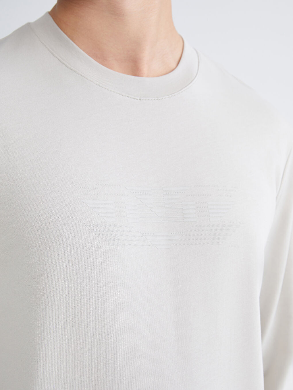 Bej Bisiklet Yaka Baskılı Erkek Sweatshirt-2