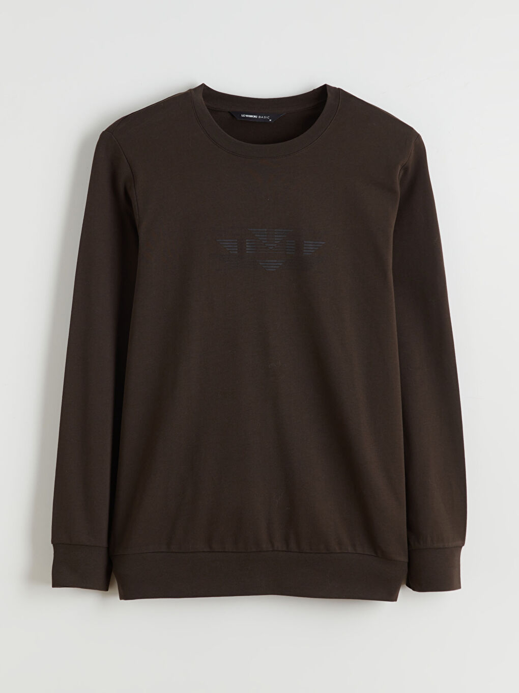 Kahverengi Bisiklet Yaka Baskılı Erkek Sweatshirt-4