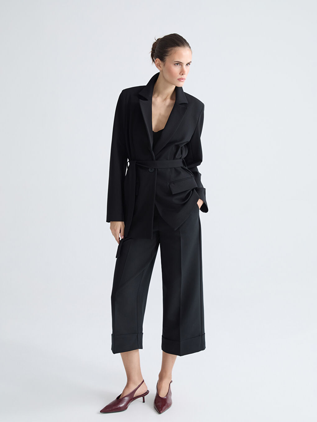 Belted Women's Blazer Jacket-2