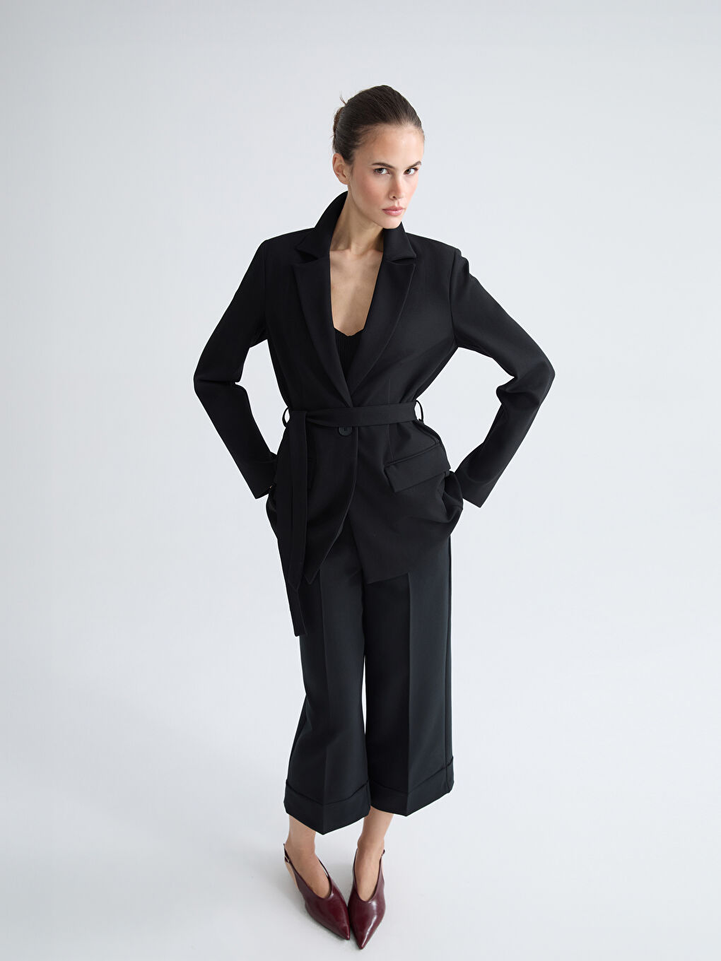 Belted Women's Blazer Jacket-3