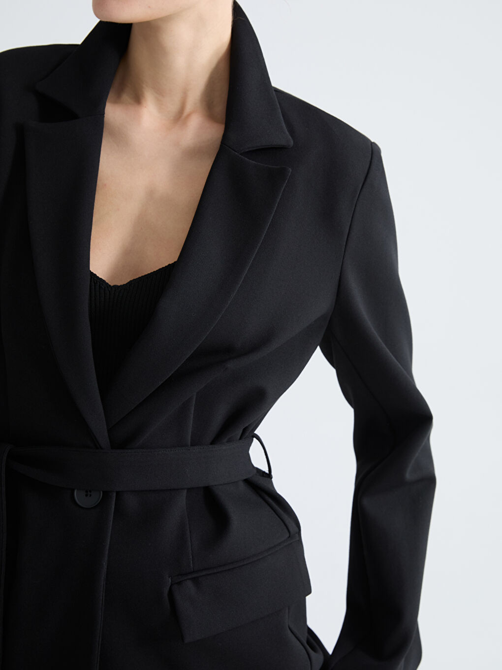 Belted Women's Blazer Jacket-6