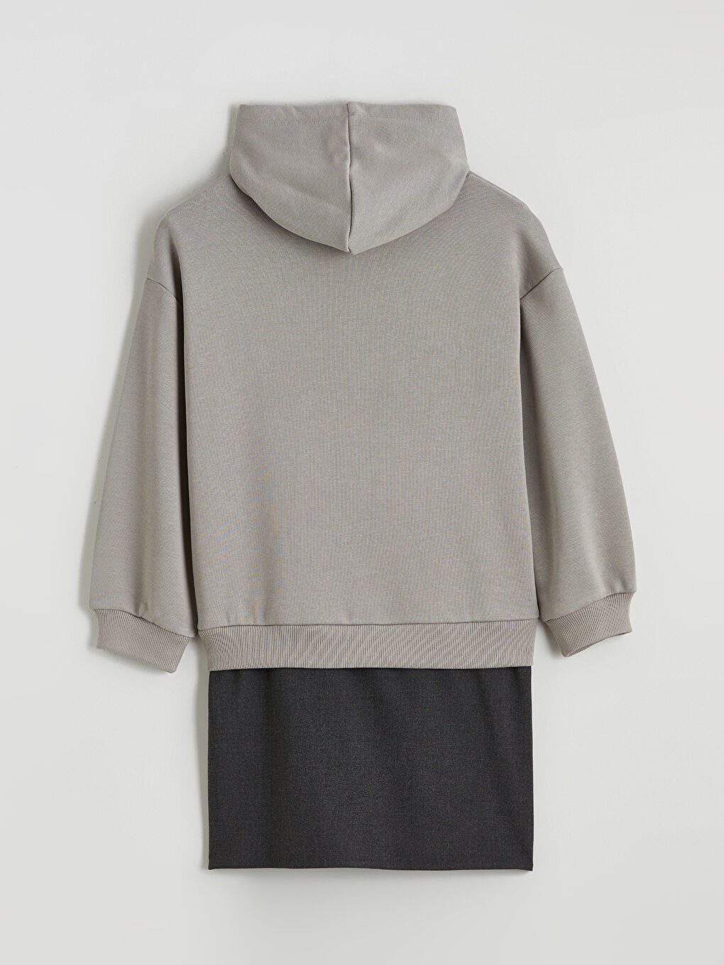 Gri Kapüşonlu Kız Çocuk Elbise-2