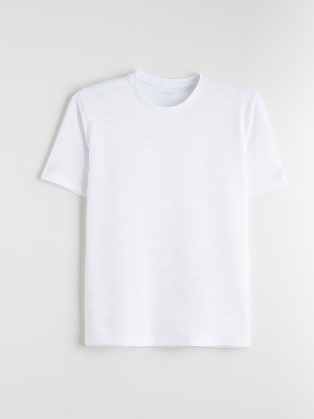 Beyaz Büyük Beden Bisiklet Yaka Penye Erkek Tişört-4