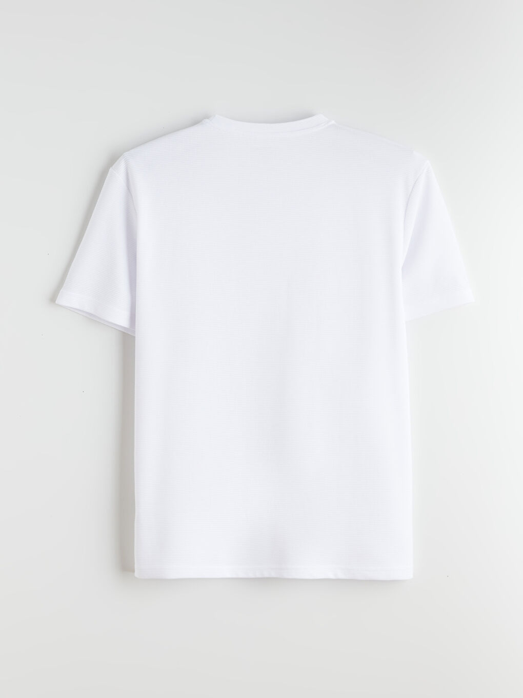 Beyaz Büyük Beden Bisiklet Yaka Penye Erkek Tişört-5