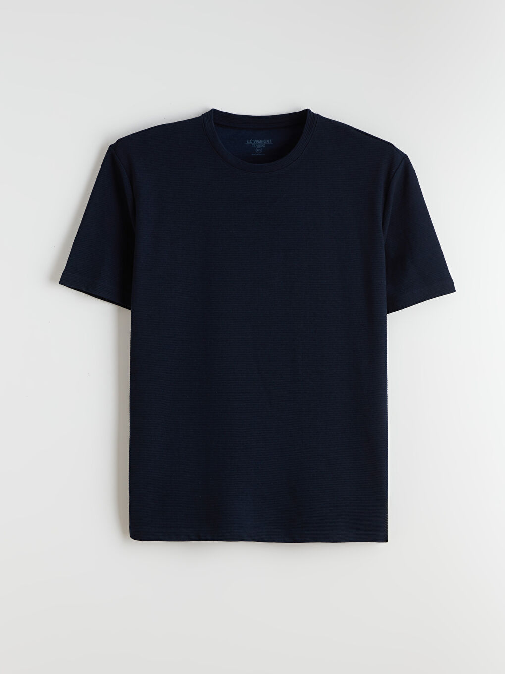 Lacivert Büyük Beden Bisiklet Yaka Penye Erkek Tişört-4