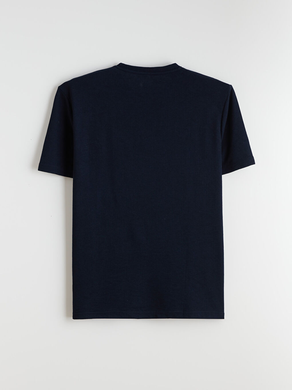 Lacivert Büyük Beden Bisiklet Yaka Penye Erkek Tişört-5