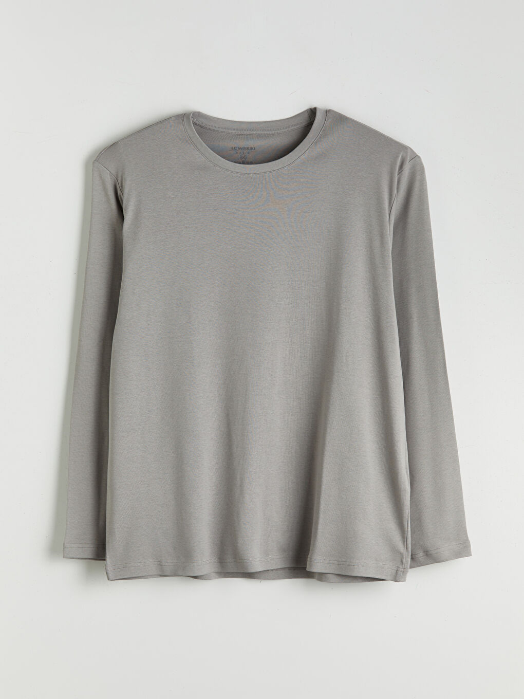 Gri Büyük Beden Bisiklet Yaka Uzun Kollu Erkek Tişört-4