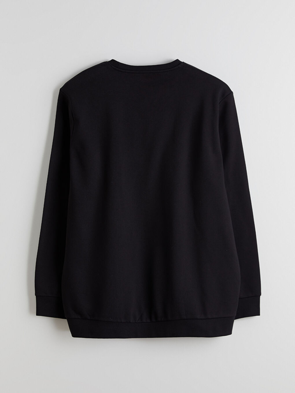 Siyah Büyük Beden Bisiklet Yaka Erkek Sweatshirt-6