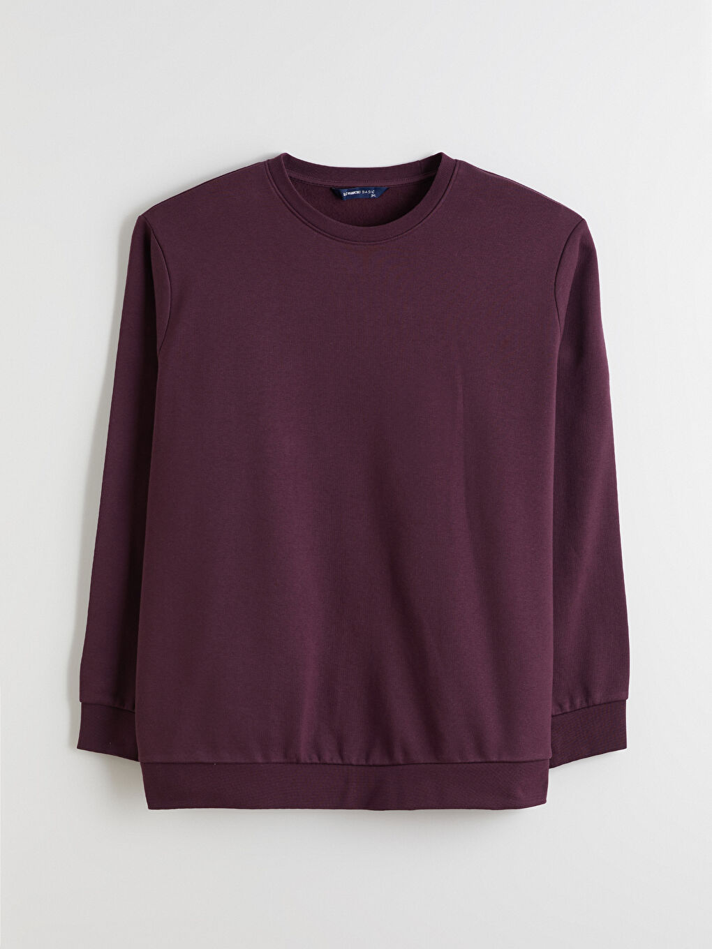 Mürdüm Büyük Beden Bisiklet Yaka Erkek Sweatshirt-4