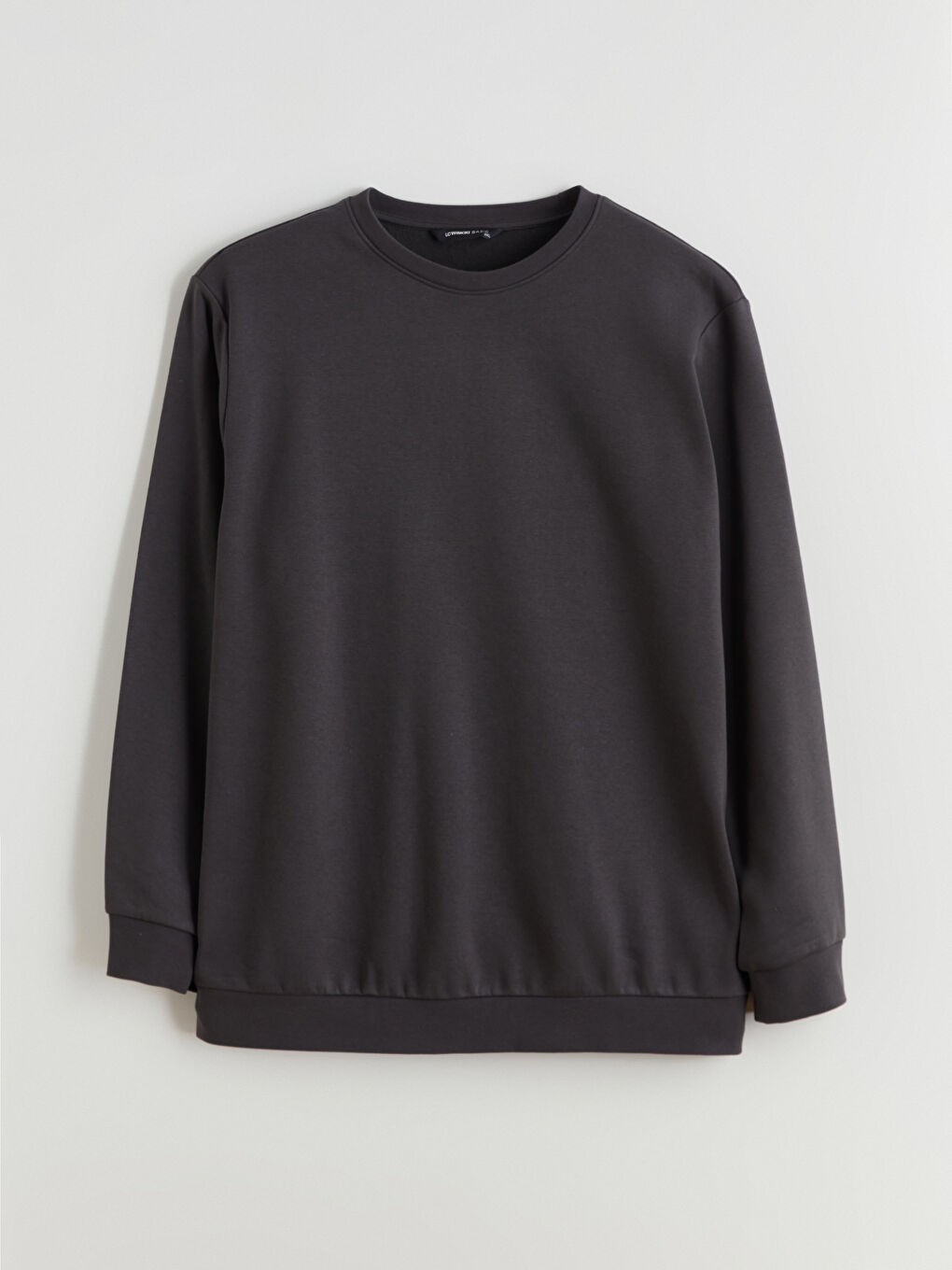 Antrasit Büyük Beden Bisiklet Yaka Erkek Sweatshirt-4