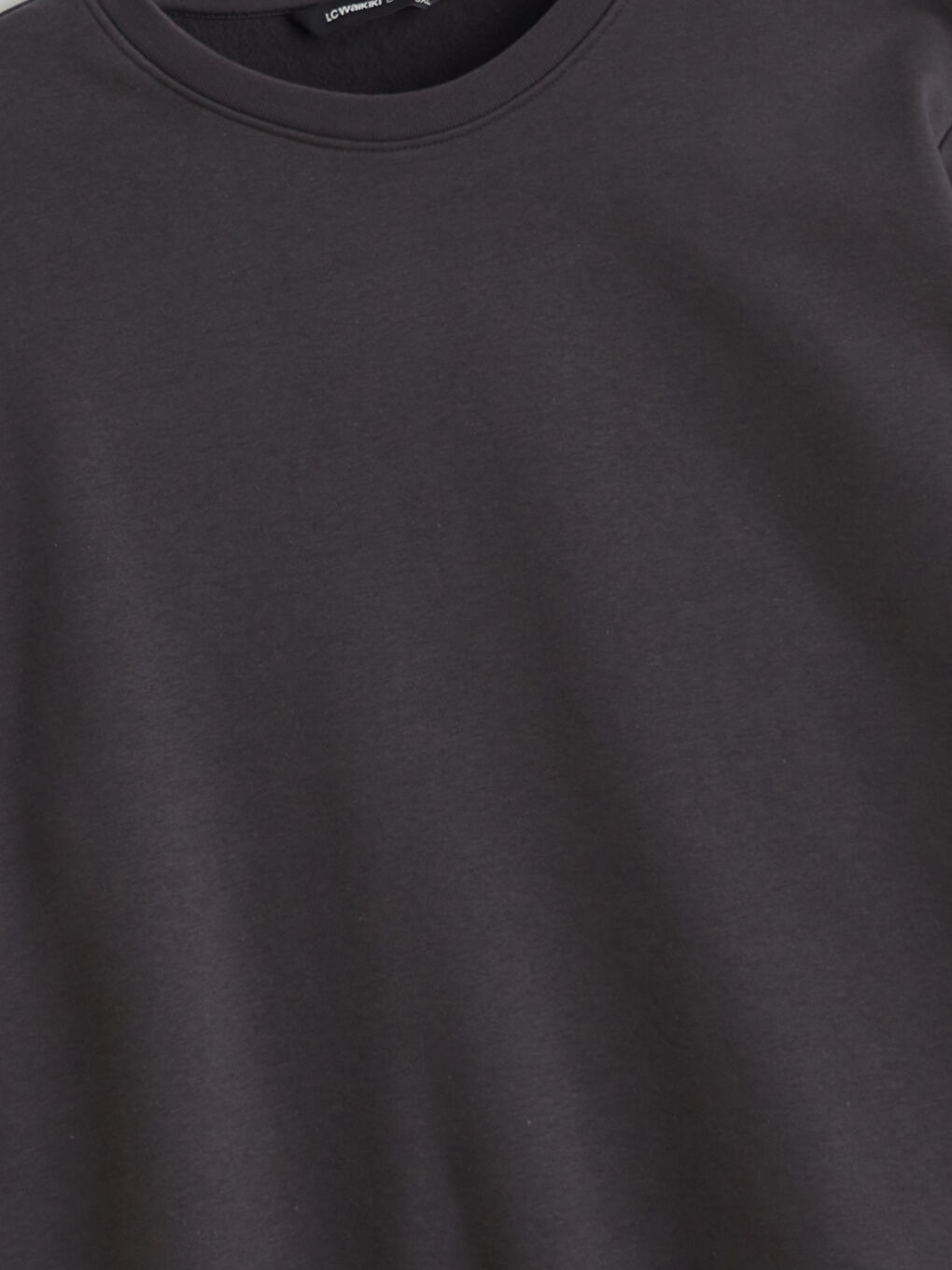 Antrasit Büyük Beden Bisiklet Yaka Erkek Sweatshirt-5