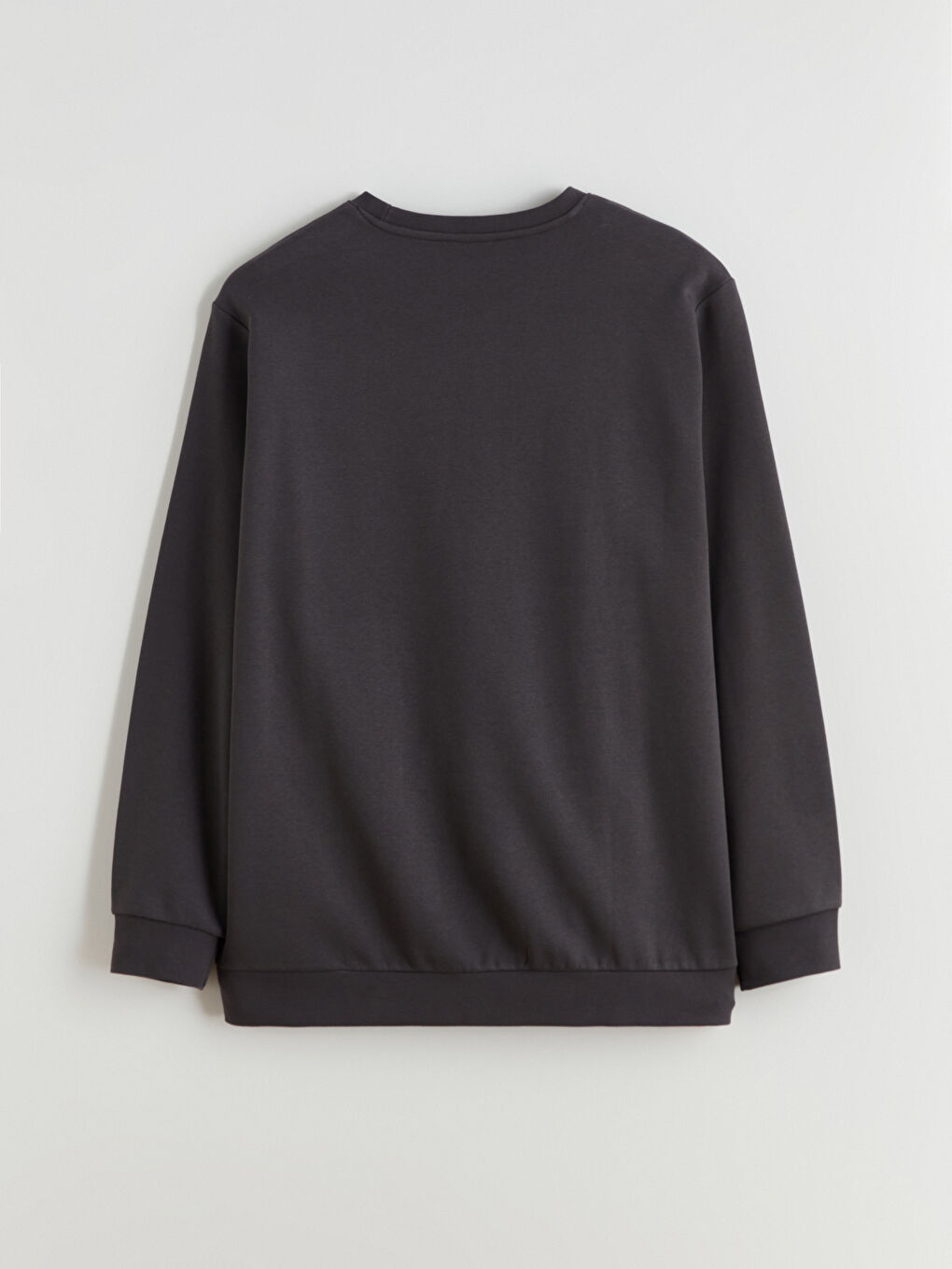 Antrasit Büyük Beden Bisiklet Yaka Erkek Sweatshirt-6