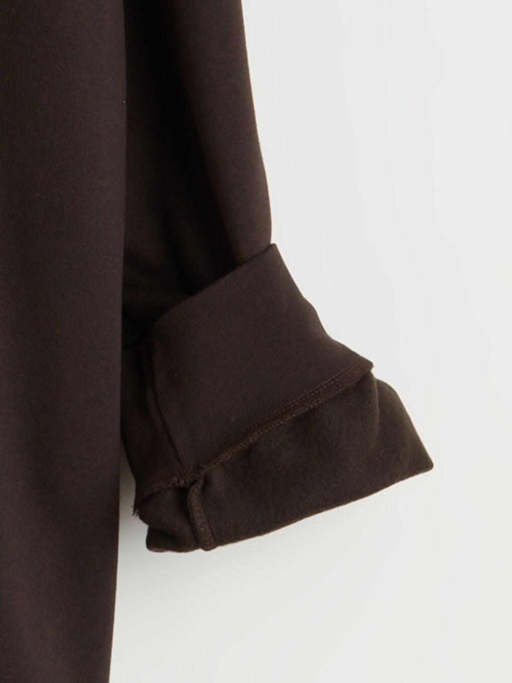 Kahverengi Büyük Beden Bisiklet Yaka Erkek Sweatshirt-5