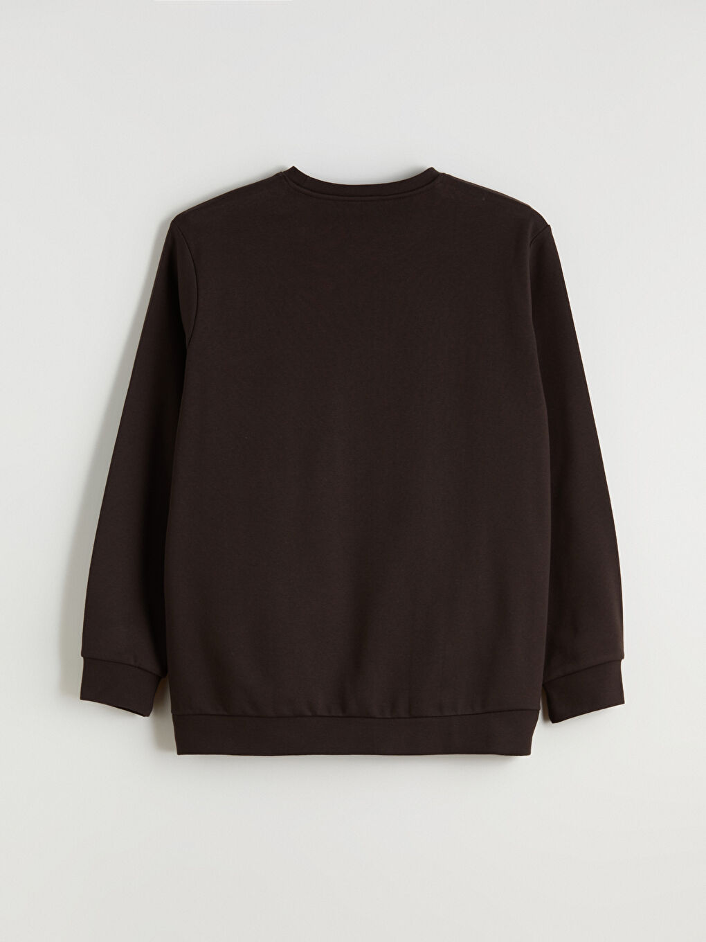 Kahverengi Büyük Beden Bisiklet Yaka Erkek Sweatshirt-6