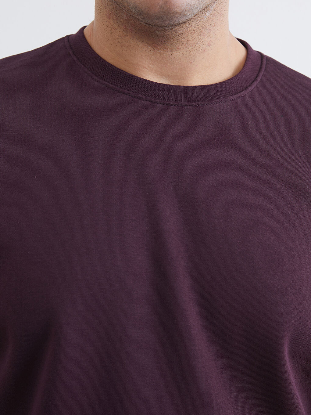 Mürdüm Büyük Beden Bisiklet Yaka Erkek Sweatshirt-2