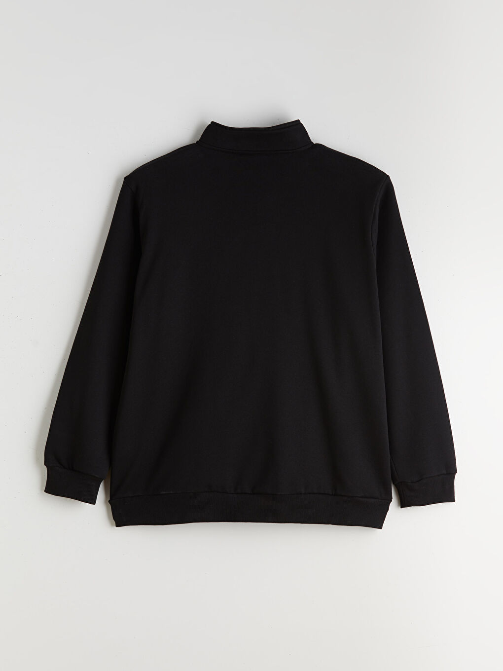 Siyah Büyük Beden Dik Yaka Erkek Sweatshirt-5