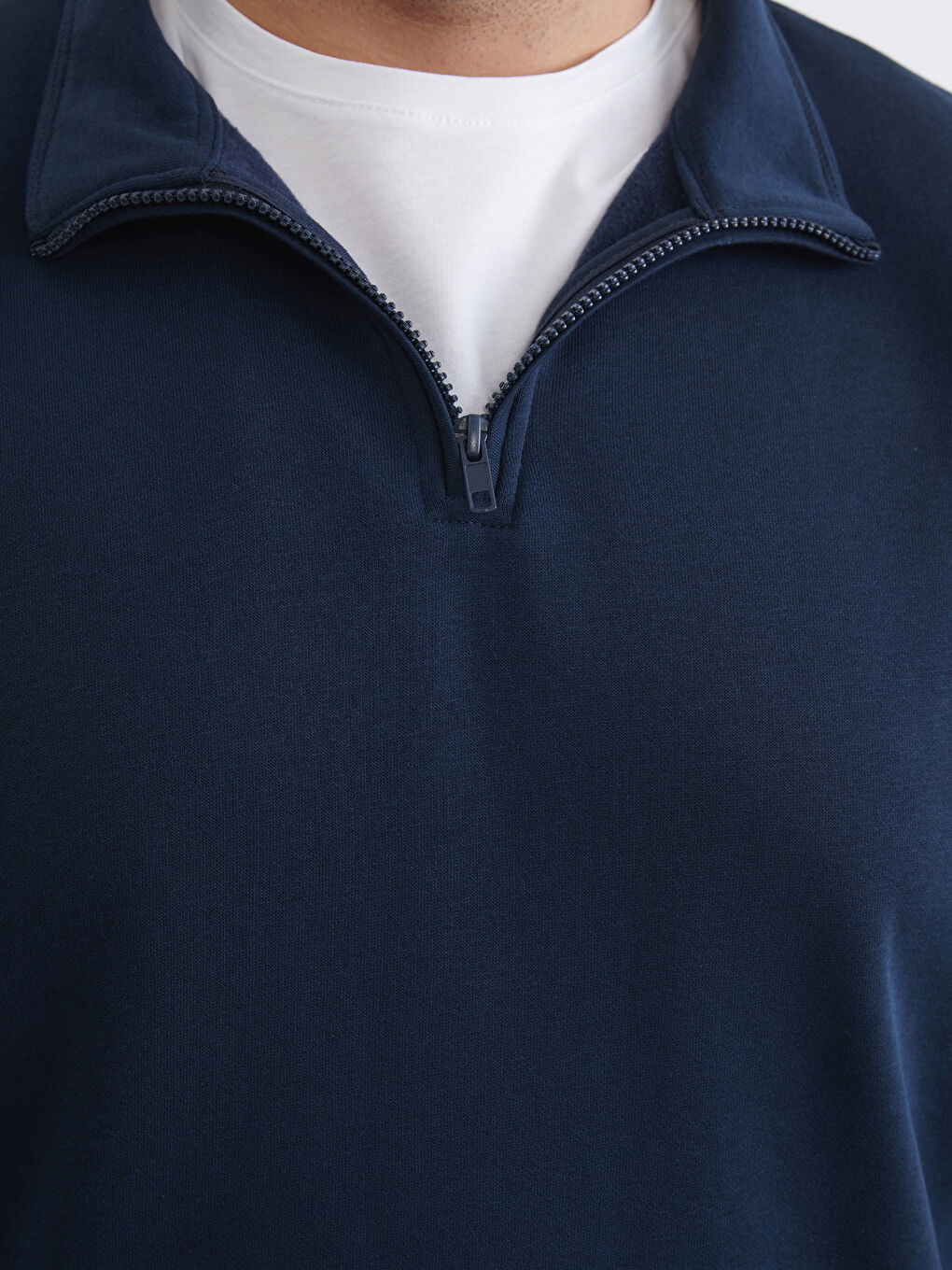 Lacivert Büyük Beden Dik Yaka Erkek Sweatshirt-4