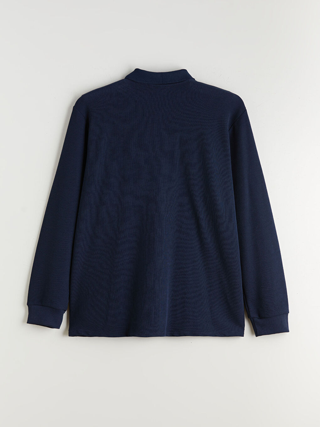 Lacivert Büyük Beden Polo Yaka Erkek Sweatshirt-5