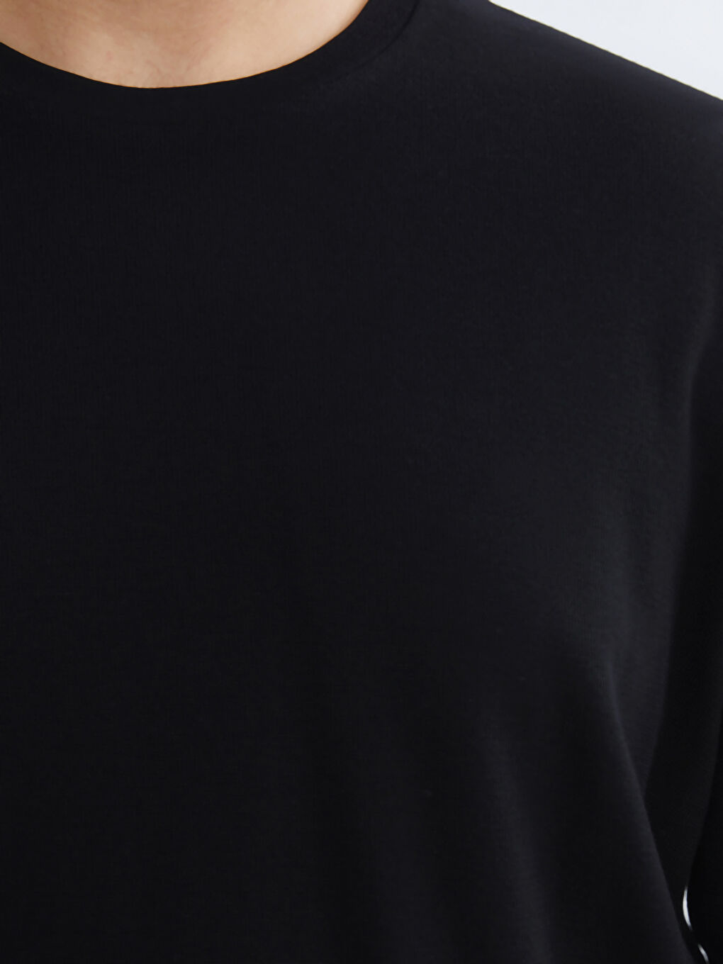 Siyah Büyük Beden Bisiklet Yaka Erkek Sweatshirt-2